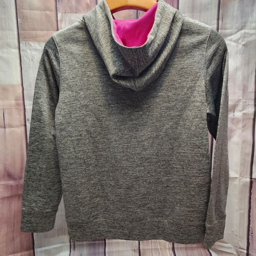 Under Armour Hoodie Womens Medium Heather Gray‎ W/  Fabric Logo Pullover - Picture 4 of 7